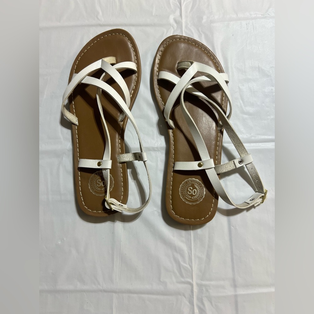 So Women's White Strappy Sandals Size 7 Used Once.